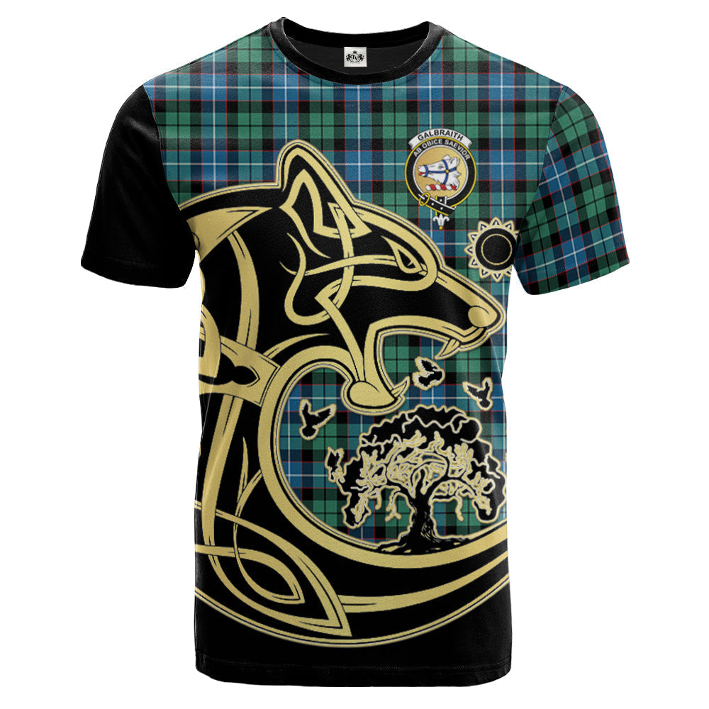 Printivon Galbraith Ancient Crest Celtic Wolf Tartan T Shirt Custom Your Text