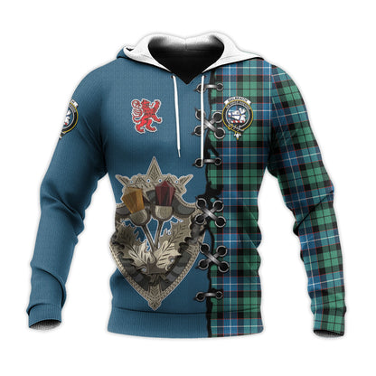 Printivon Galbraith Ancient Tartan Hoodie Lion Rampant And Celtic Thistle Style