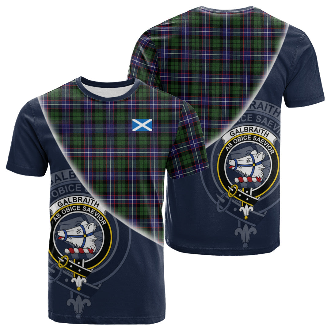 Printivon Galbraith Modern Tartan Scottish Crest T Shirt