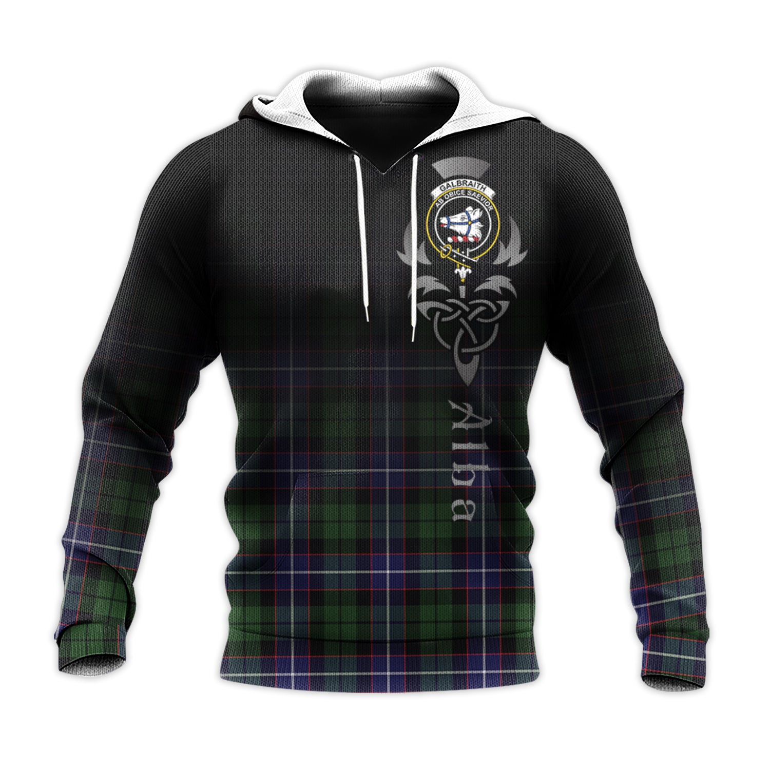 Printivon Galbraith Modern Tartan Crest Alba Celtic Hoodie