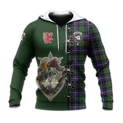Printivon Galbraith Modern Tartan Hoodie Lion Rampant And Celtic Thistle Style
