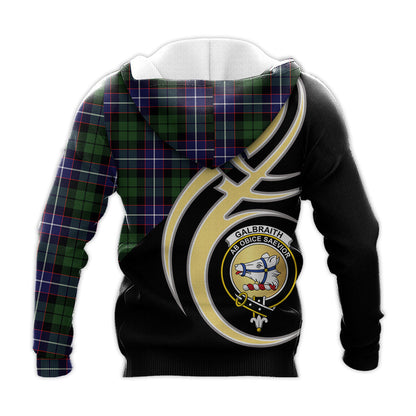 Printivon Galbraith Modern Clan Believe In Me Crest Tartan Knitted Hoodie Custom Your Text