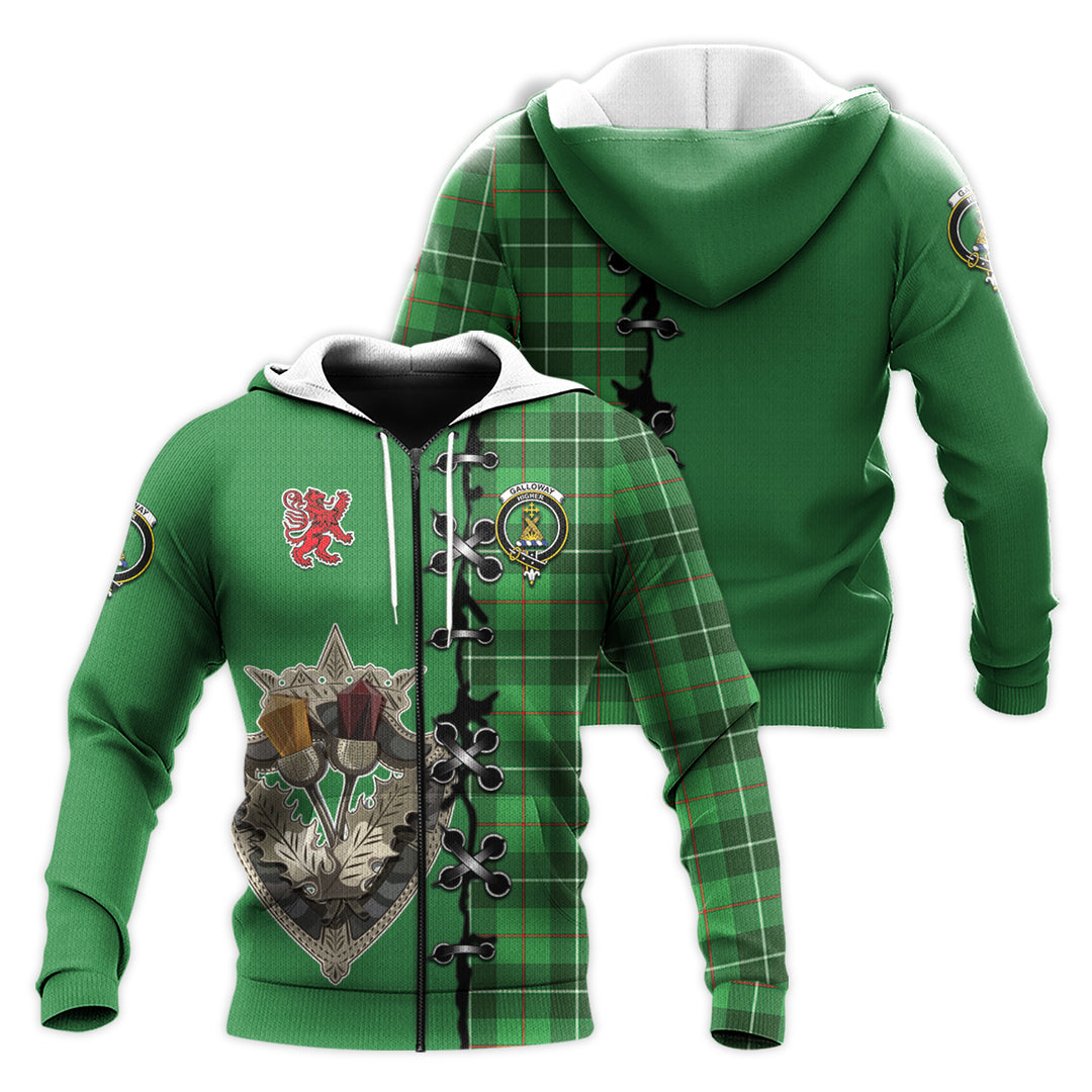 Printivon Galloway Tartan Hoodie Lion Rampant And Celtic Thistle Style