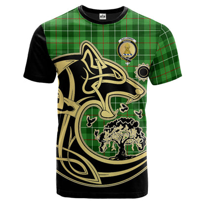 Printivon Galloway Crest Celtic Wolf Tartan T Shirt Custom Your Text