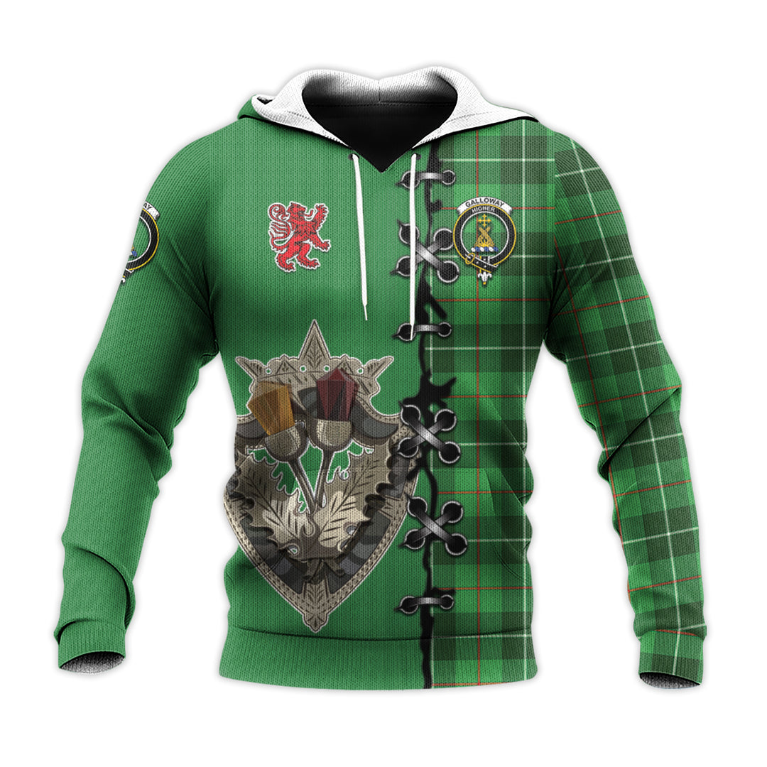 Printivon Galloway Tartan Hoodie Lion Rampant And Celtic Thistle Style