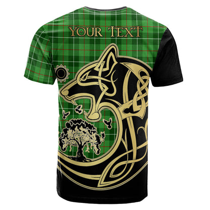 Printivon Galloway Crest Celtic Wolf Tartan T Shirt Custom Your Text