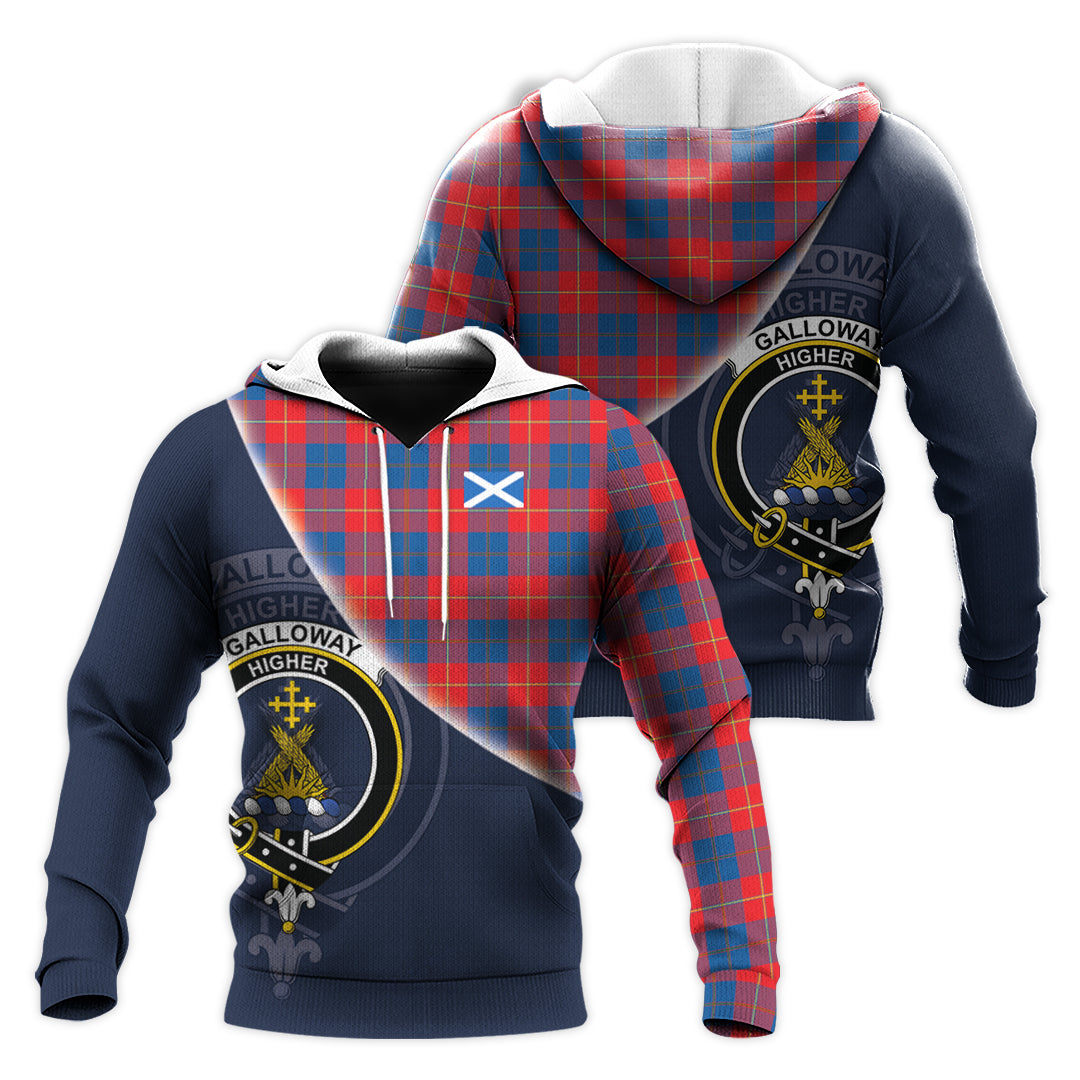 Printivon Galloway Red Tartan Scottish Crest Hoodie