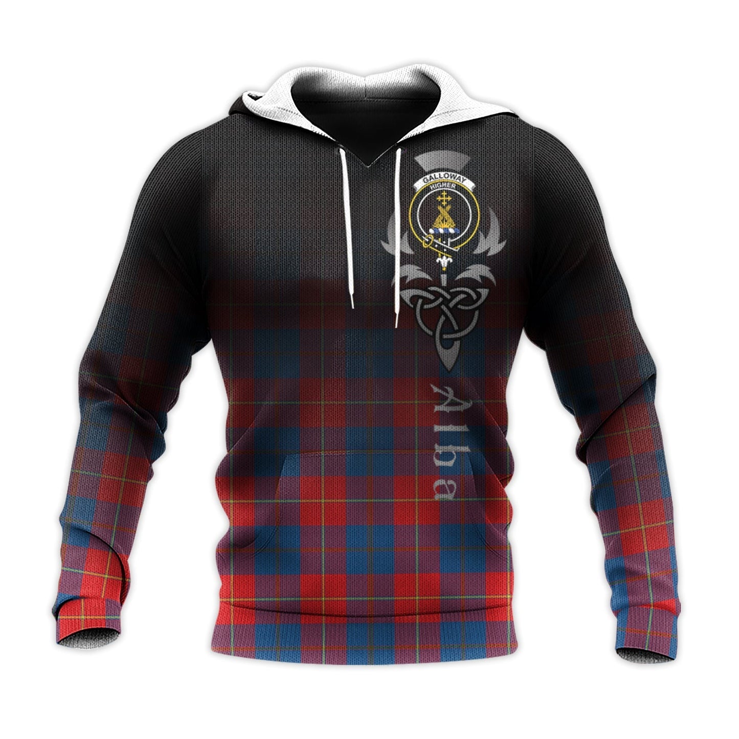Printivon Galloway Red Tartan Crest Alba Celtic Hoodie