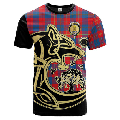 Printivon Galloway Red Crest Celtic Wolf Tartan T Shirt Custom Your Text