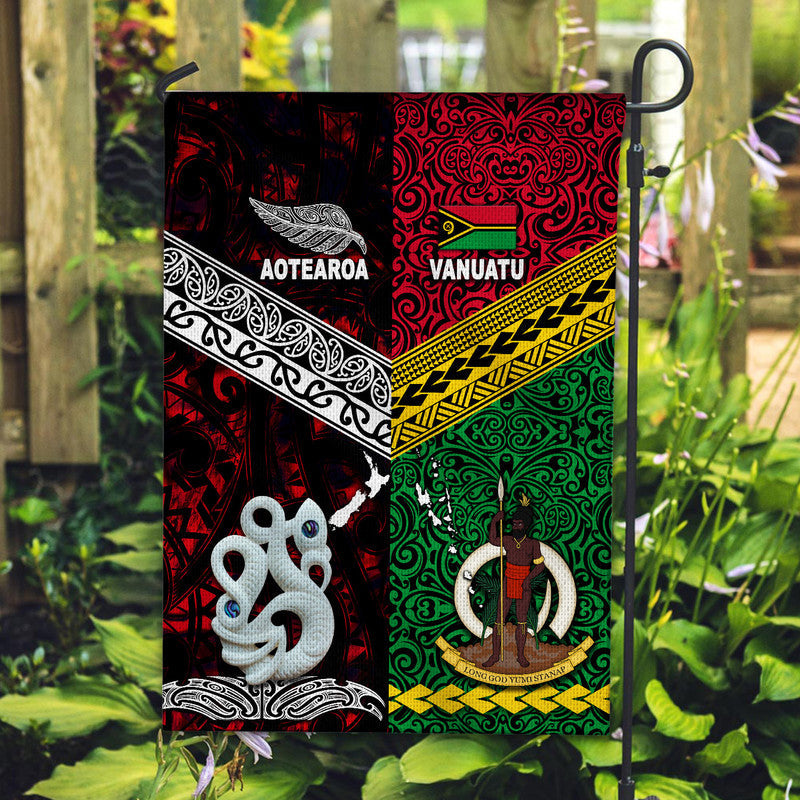 New Zealand And Vanuatu Flag Together Red