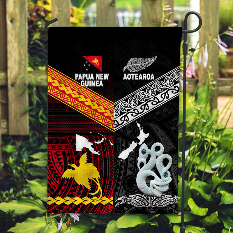 New Zealand And Papua New Guinea Flag Together Black