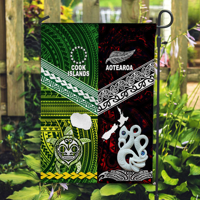 New Zealand And Cook Islands Flag Together Red