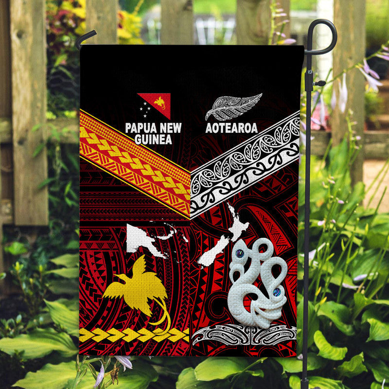 New Zealand And Papua New Guinea Flag Together Red