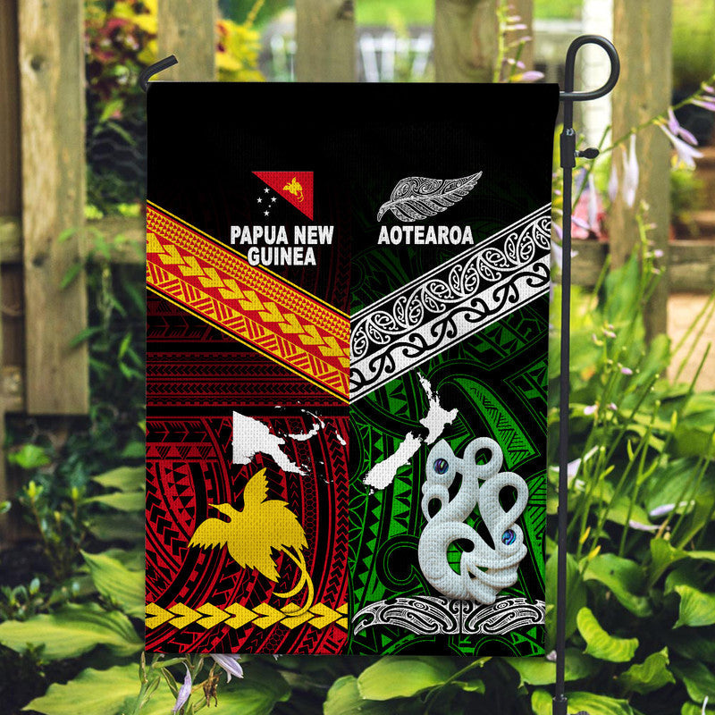 New Zealand And Papua New Guinea Flag Together Green