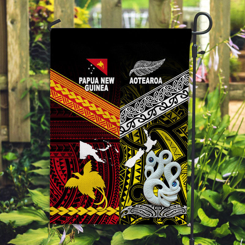 New Zealand And Papua New Guinea Flag Together Yellow