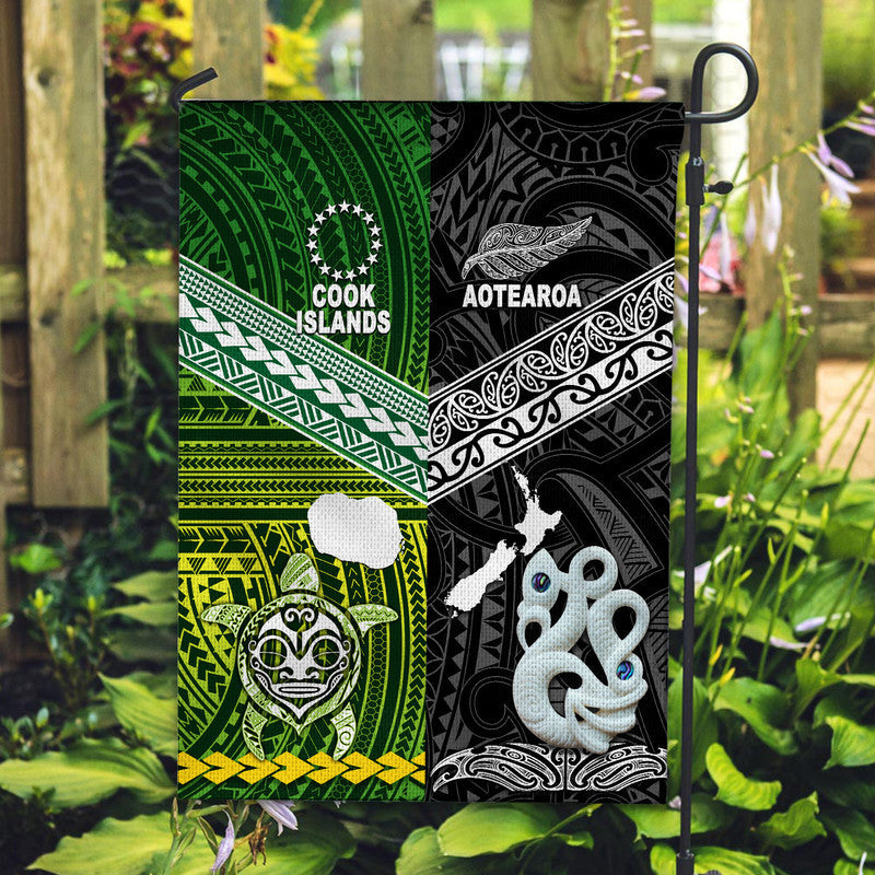 New Zealand And Cook Islands Flag Together Black