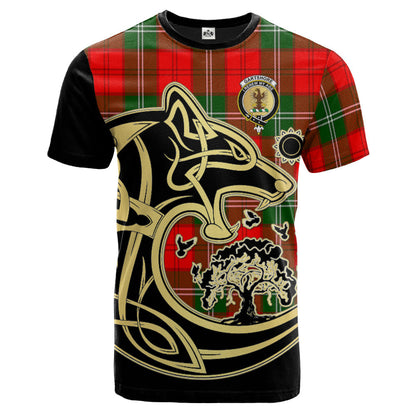 Printivon Gartshore Crest Celtic Wolf Tartan T Shirt Custom Your Text
