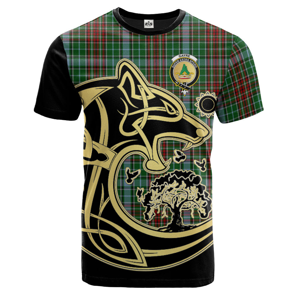 Printivon Gayre Crest Celtic Wolf Tartan T Shirt Custom Your Text