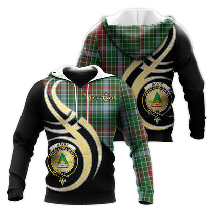 Printivon Gayre Clan Believe In Me Crest Tartan Knitted Hoodie Custom Your Text