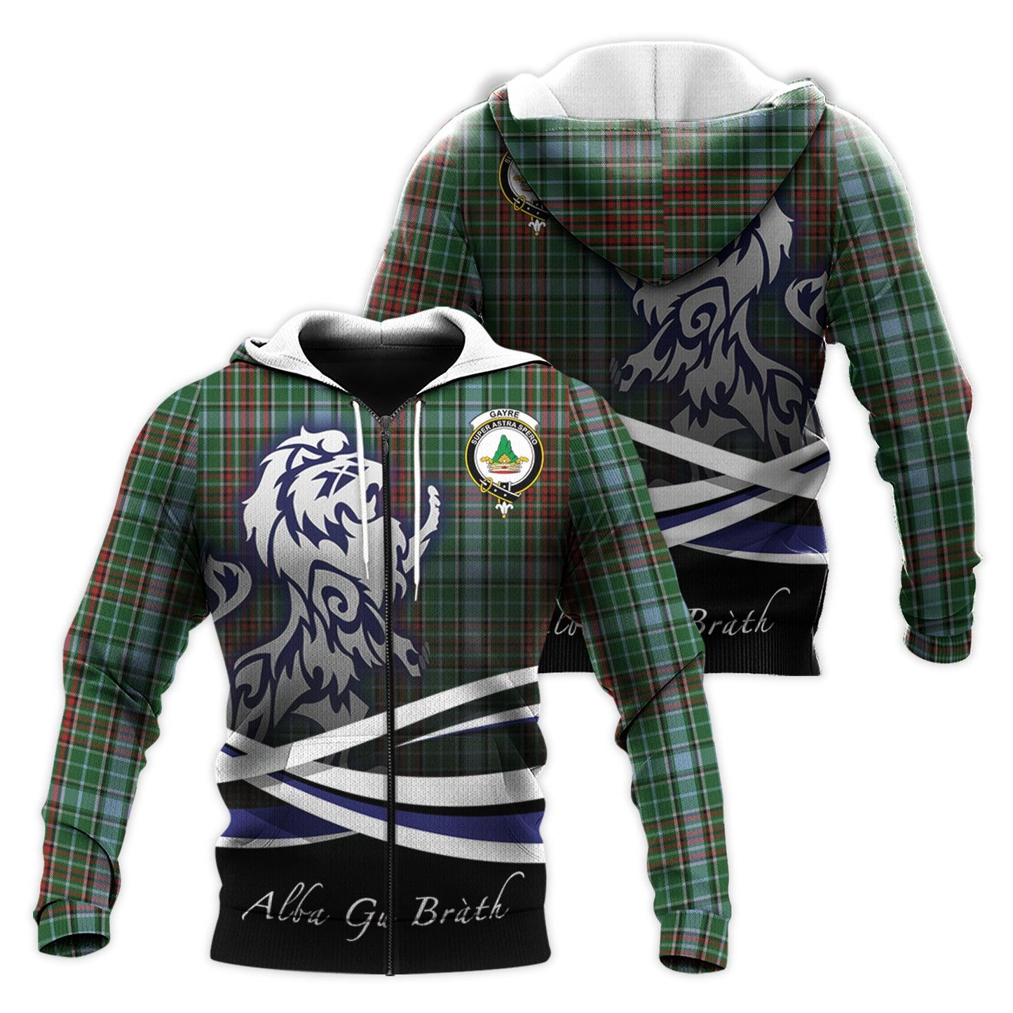 Printivon Gayre Tartan Scottish Lion Hoodie