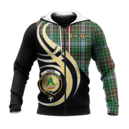 Printivon Gayre Clan Believe In Me Crest Tartan Knitted Hoodie Custom Your Text