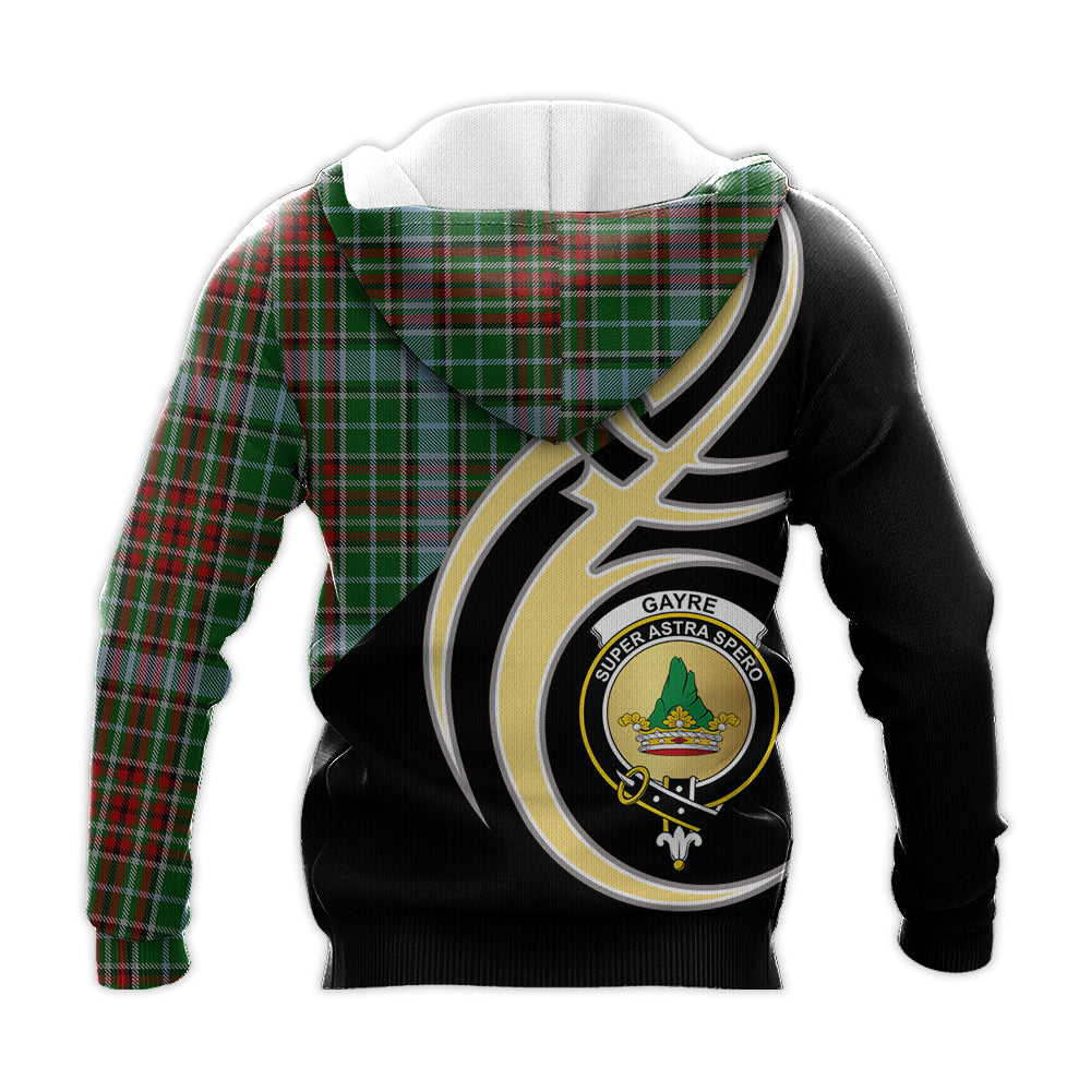 Printivon Gayre Clan Believe In Me Crest Tartan Knitted Hoodie Custom Your Text
