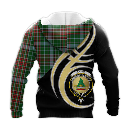 Printivon Gayre Clan Believe In Me Crest Tartan Knitted Hoodie Custom Your Text