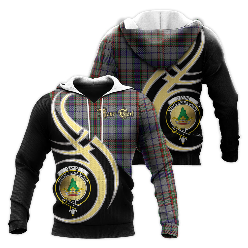 Printivon Gayre Hunting Clan Believe In Me Crest Tartan Knitted Hoodie Custom Your Text