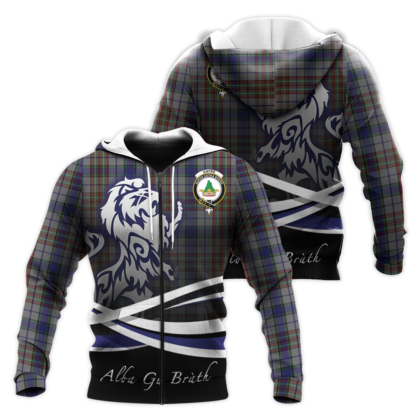 Printivon Gayre Hunting Tartan Scottish Lion Hoodie