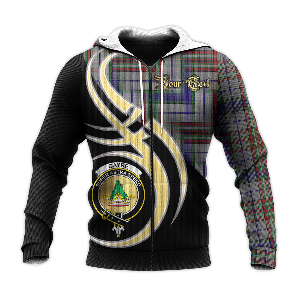 Printivon Gayre Hunting Clan Believe In Me Crest Tartan Knitted Hoodie Custom Your Text