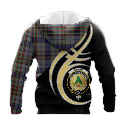 Printivon Gayre Hunting Clan Believe In Me Crest Tartan Knitted Hoodie Custom Your Text