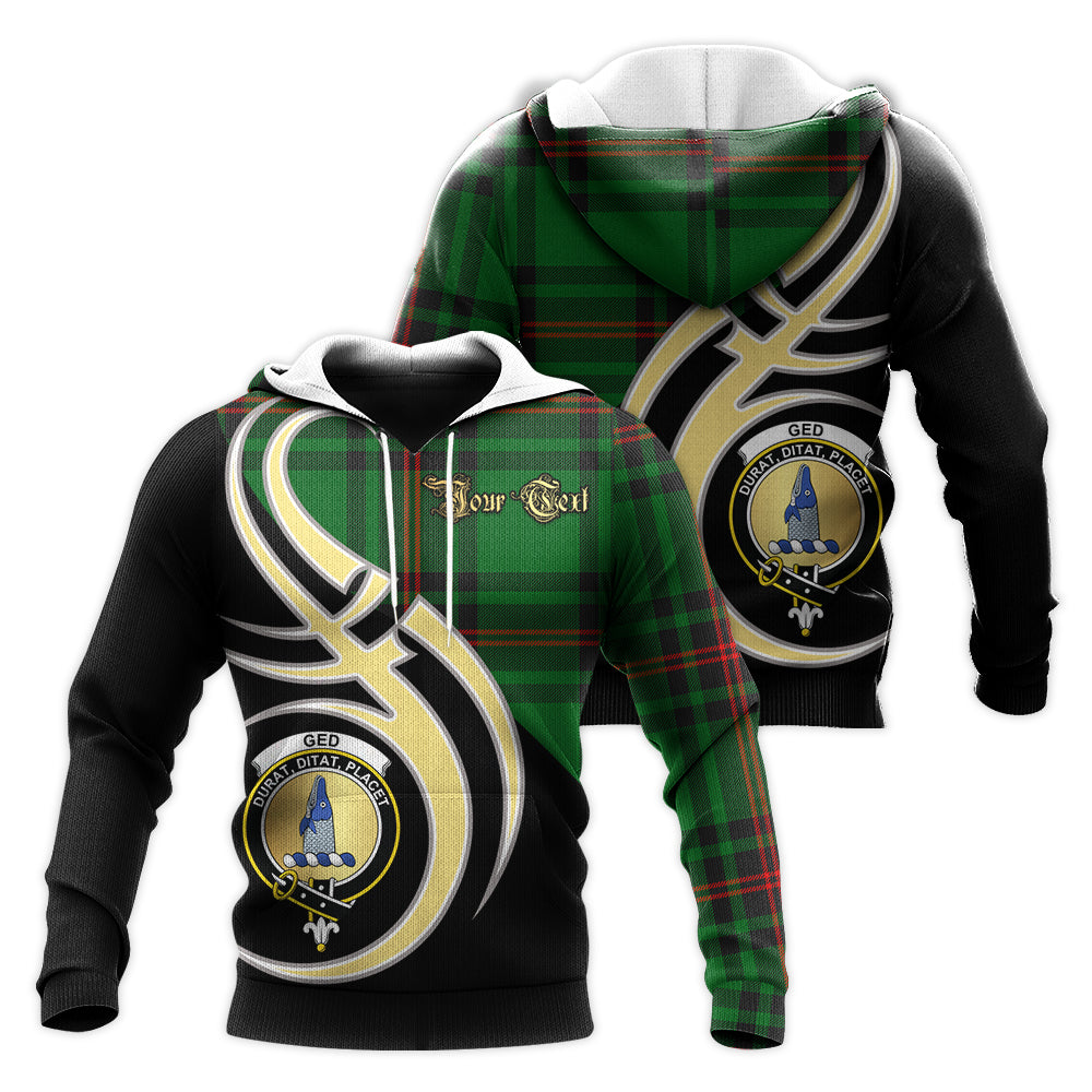 Printivon Ged Clan Believe In Me Crest Tartan Knitted Hoodie Custom Your Text