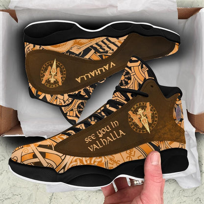 High Top Sneakers Shoes Women's Men's Gold Spear Of The God Odin Gungnir And Two Gold Ravens