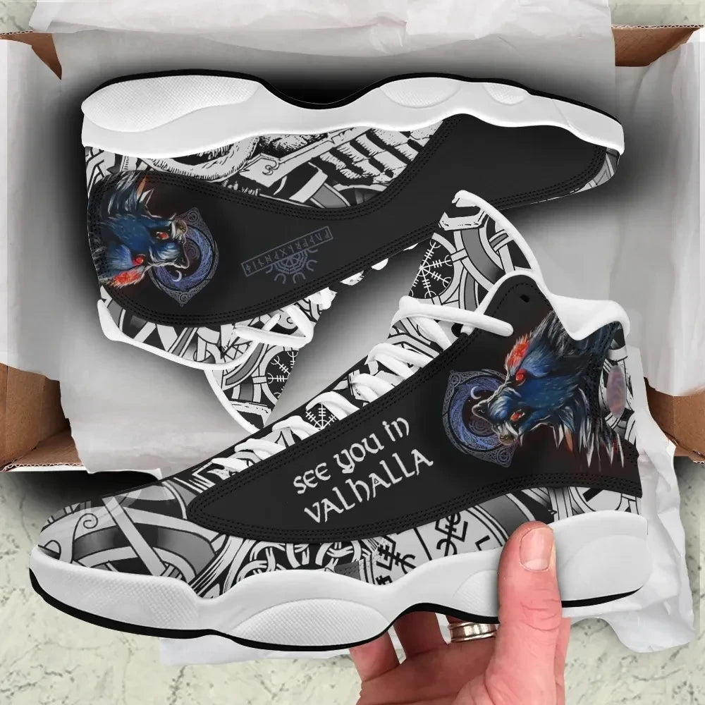 Viking Fenrir Wolf 3D High Top Sneakers Shoes Women's Men's