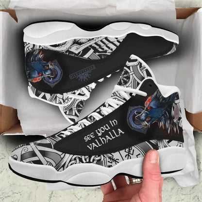 Viking Fenrir Wolf 3D High Top Sneakers Shoes Women's Men's