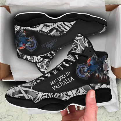 Viking Fenrir Wolf 3D High Top Sneakers Shoes Women's Men's
