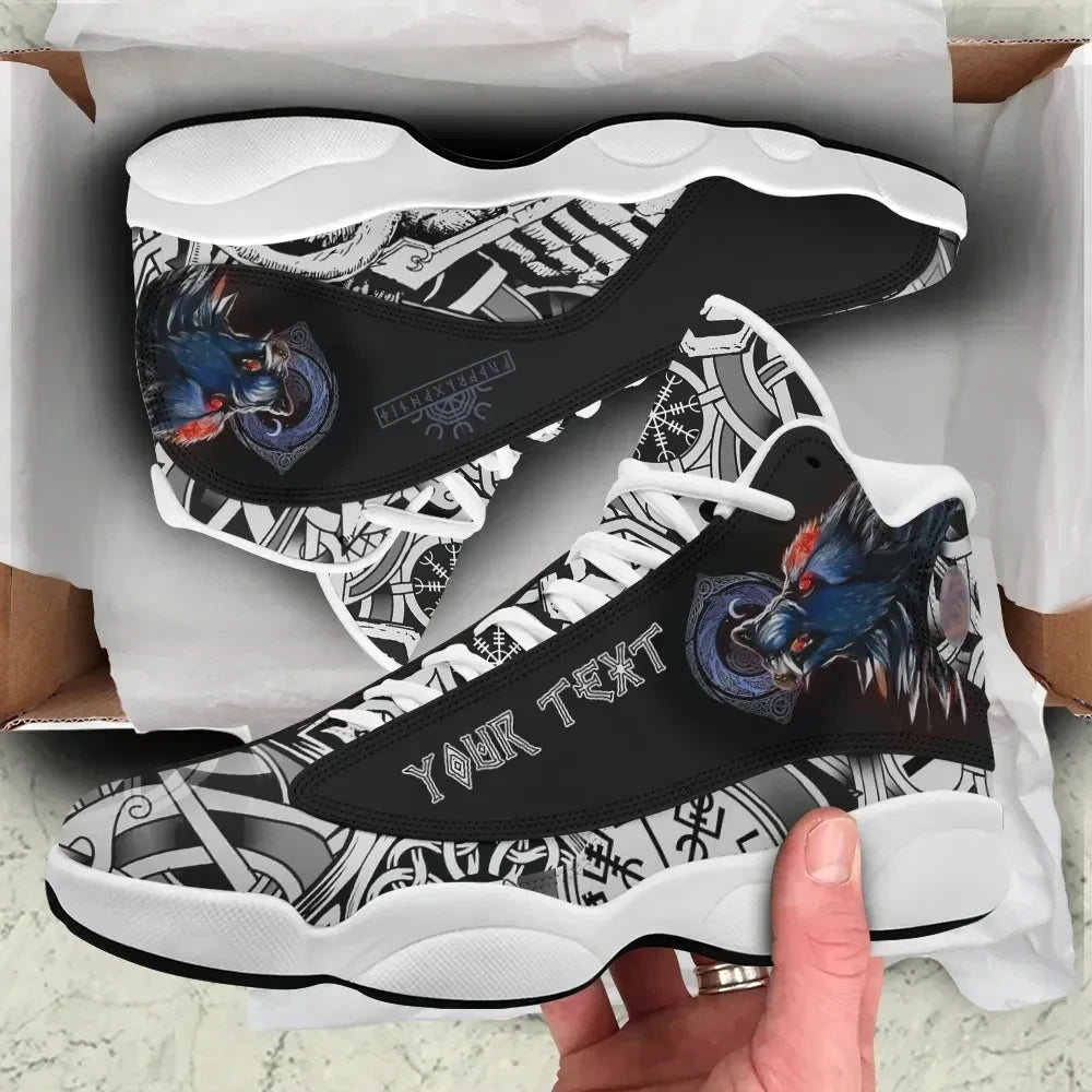 Custom Viking Fenrir Wolf 3D High Top Sneakers Shoes Women's Men's