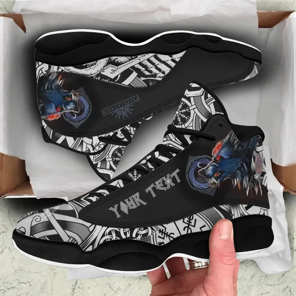 Custom Viking Fenrir Wolf 3D High Top Sneakers Shoes Women's Men's