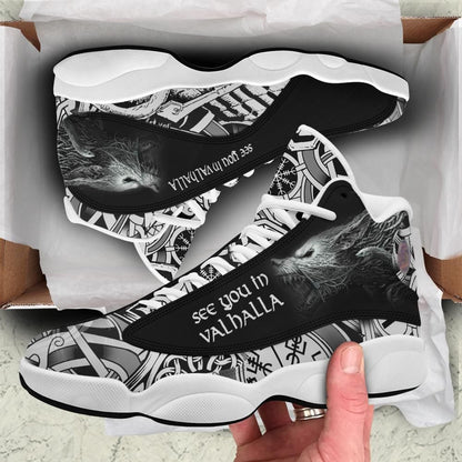 Viking Fenrir Wolf High Top Sneakers Shoes Women's Men's