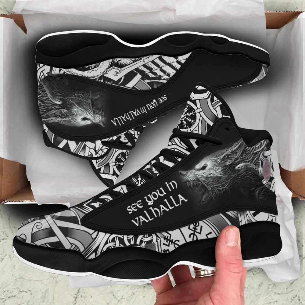 Viking Fenrir Wolf High Top Sneakers Shoes Women's Men's