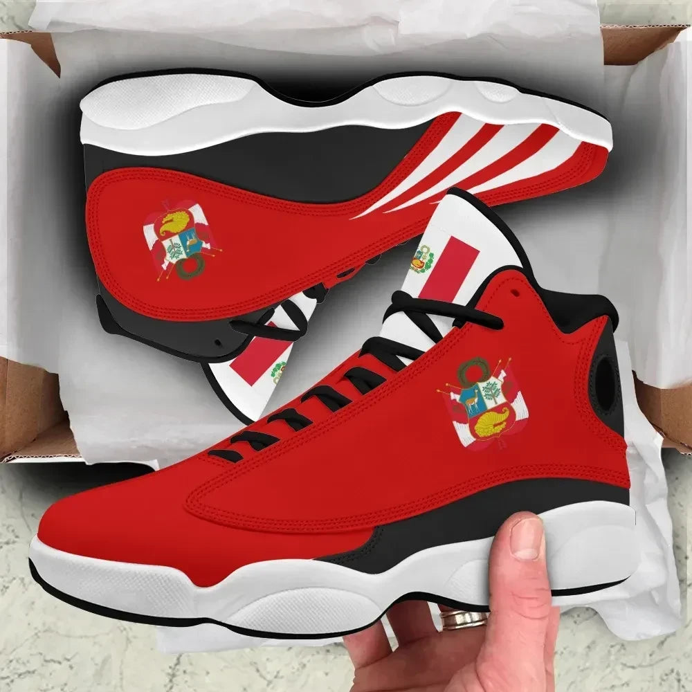 Peru Flag High Top Sneakers Shoes Women's Men's