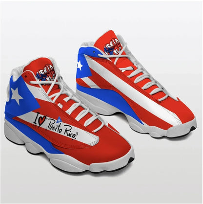 Puerto Rico Flag I Love High Top Sneakers Shoes Women's Men's