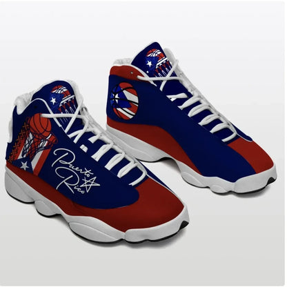 Puerto Rico Basketball Flag High Top Sneakers Shoes Women's Men's