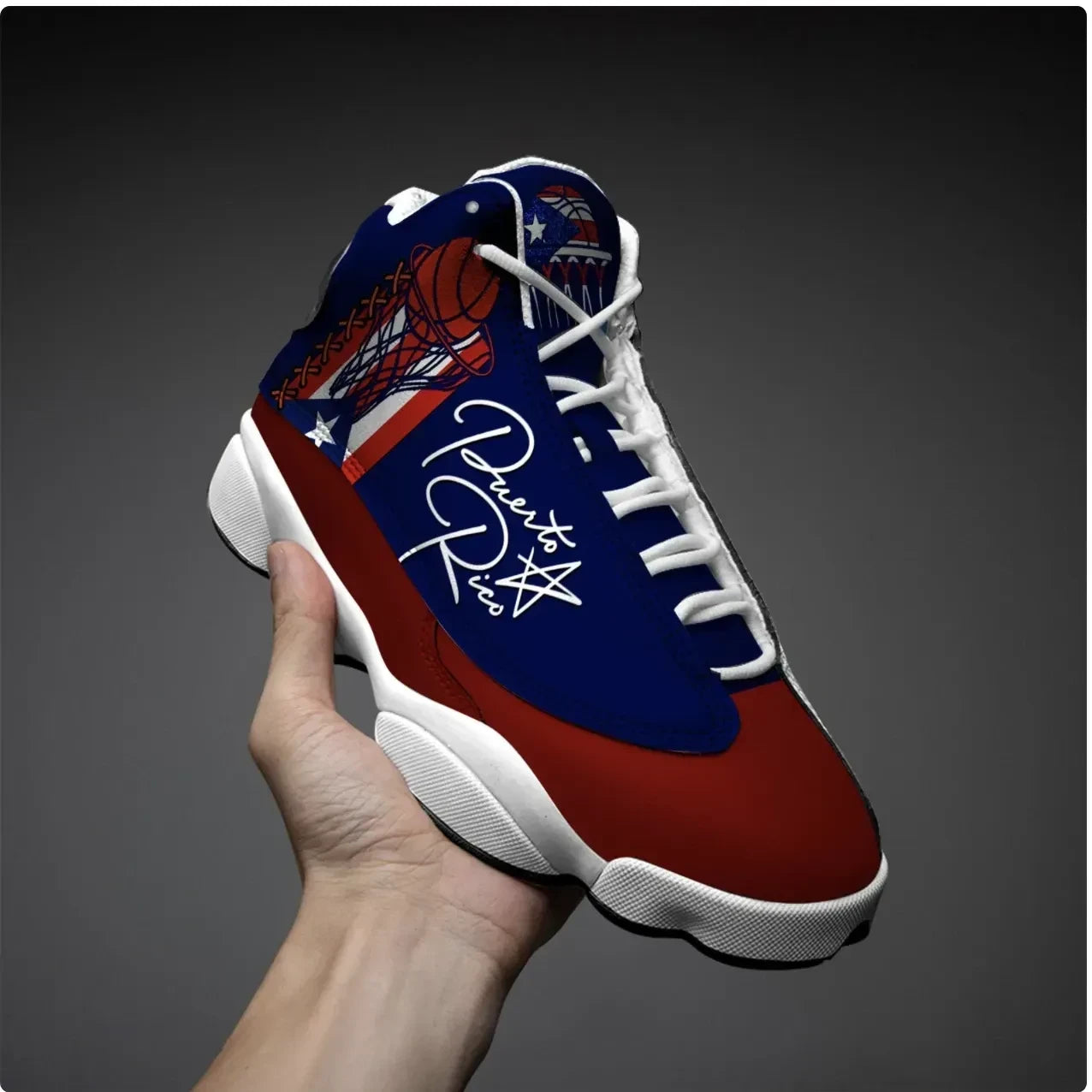 Puerto Rico Basketball Flag High Top Sneakers Shoes Women's Men's
