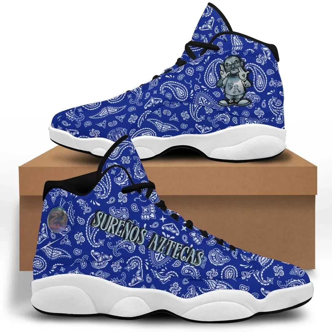 Sure Aztecas High Top Sneakers Shoes Blue Bandana