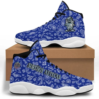 Sure Aztecas High Top Sneakers Shoes Blue Bandana