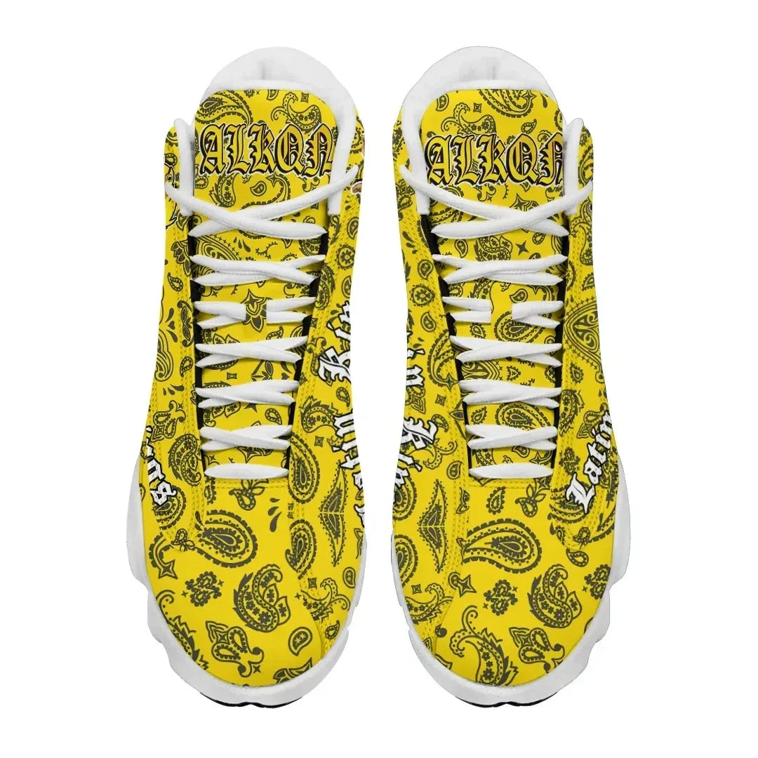 Latin Kings High Top Sneakers Shoes Yellow Bandana