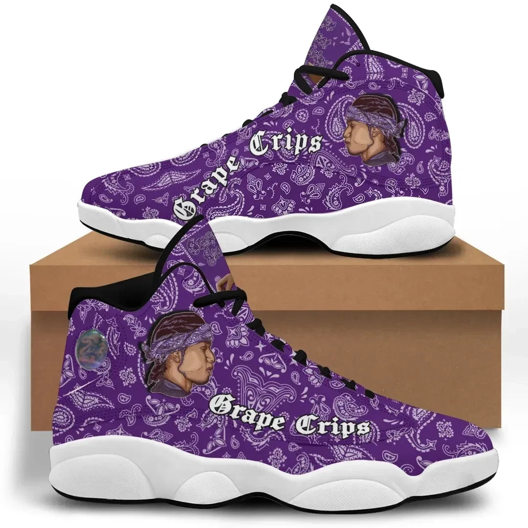 Grape Street Crips High Top Sneakers Shoes Purple Bandana