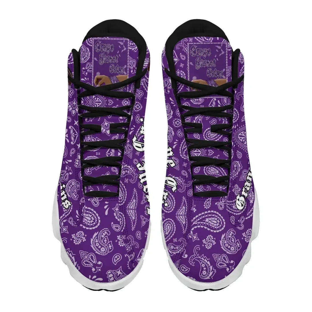 Grape Street Crips High Top Sneakers Shoes Purple Bandana