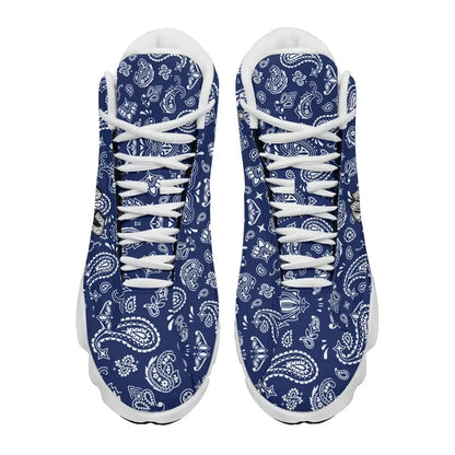 MS 13 High Top Sneakers Shoes Blue Bandana